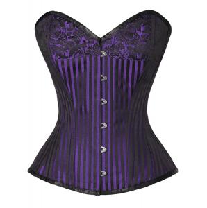 Purple and black striped corset with flower pattern victorian elegant aristocrat goth