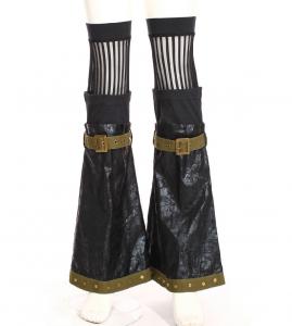 Black rising gaiter leather imitation with khakis straps Steampunk RQBL