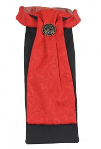 Black and red jabot tie with flower button elegant gothic steampunk