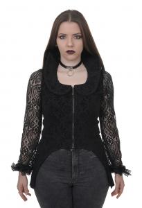 Women coat-tail high collar lace jacket black medieval gothic vampire