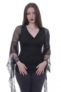 Black top long transparent lace sleeves gothic sexy victorian