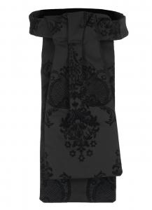 Black flock floral pattern jabot tie elegant gothic steampunk