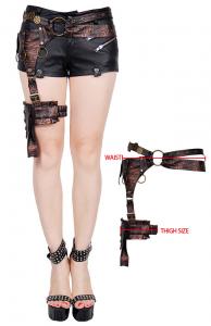 Black and copper belt with straps, gears and pockets Steampunk