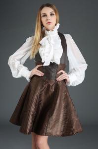 Corset skirt with suspenders striped brown dress steampunk navigator