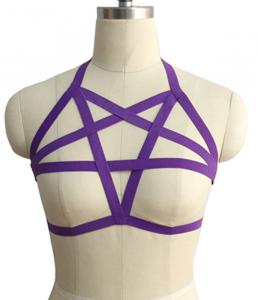 Chest pentagram harness purple straps gothic pentacle bondage occult
