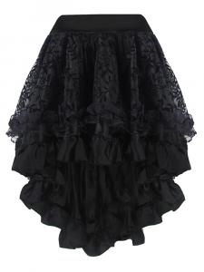 Black satin and floral pattern tulle skirt elegant gothic burlesque