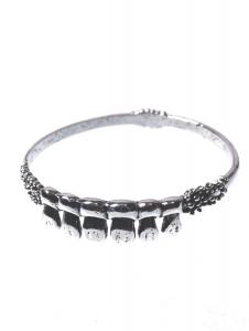 Human jaws shaped silvery bracelet with teeth, witch occult vintage wicca gothic