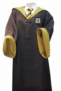 Costume wizard black cape and tie, Hufflepuff