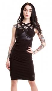 TOXIC DRESS black dress heartless with pentacle chest harness, witch, occult, gothic