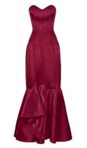 Red vin satin elegant gothic chic corset dress, long skirt gothique, cocktail dress 270