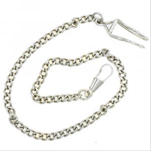 Pocket watch silver color metal chain, 34 cm, pocket chain or jeans
