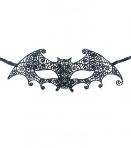Venetian rigid black lace large elegant bat Mask, elegant gothic, masked ball