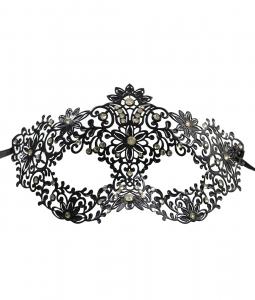 Venetian black flower pattern elegant Mask with rhinestone, fine ironwork, costume ball