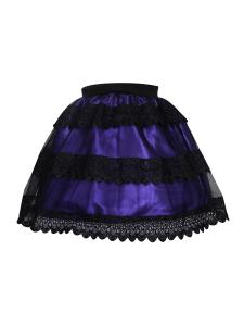 Short purple satin skirt with black lace, gothic