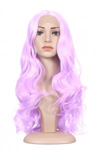 Long wavy light purple lace front wig 55cm, cosplay