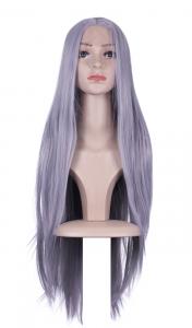 Long straight light purple lace front wig 60cm, cosplay fashion