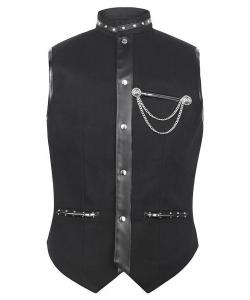 Black waistcoat with chain and pockets elegant gothic steampunk
