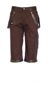 Brown pirate men cropped trousers with straps and pockets, steampunk RQBL