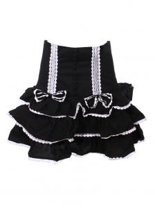 High Waist black mini skirt with ribbons lace and layers