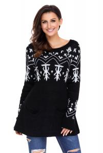 Pull d\'hivers tricot noir avec poches, Nol cocooning