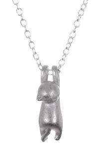 Cute hanging cat silver color necklace