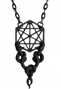Necklace black sacred serpents with geometric shapes, witchy gothic