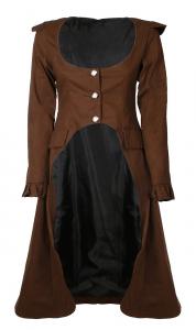 Brown long jacket, open chest , back lace-up, western steampunk