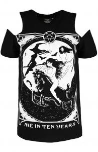 Me in Ten Years black long T-shirt, witch and goat, bare shoulders, nugoth restyle