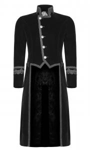 Men\'s black velvet jacket, embroidered collar and cuffs, miliary aristocratic gothic