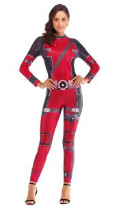 Red and Black deadpool Bodysuit, Batman Geek Cosplay Game costume