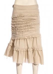 Off-white skinny mid-length skirt, frilly and tattered, steampunk, RQBL