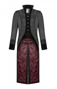 Black tailcoat jacket with red lining, Gothic aristocrat Punk Rave vampire