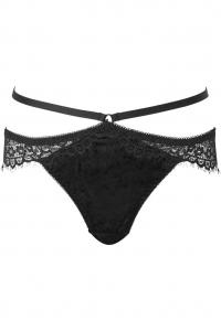 Black velvet panties with straps and lace KILLSTAR, sexy gothic lingerie