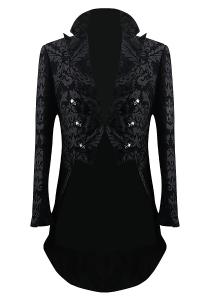 Black baroque patterns brocade men\'s jacket, elegant gothic aristocrat
