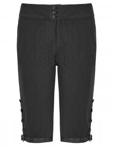 Black cropped men pants, buttons and lace-up on the back, marquis aristocrat, Punk Rave