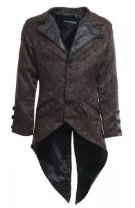 Brown brocade tailcoat, baroque floral pattern, steampunk elegant dandy
