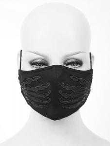 Black fabric mask with skeleton hands, gothic rock fashion
