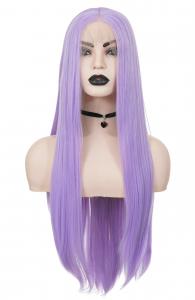 Long Straight Light Purple Front Lace Wig 70cm, Fashion Cosplay