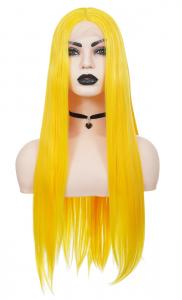 Long Straight yellow Front Lace Wig 60cm, Fashion Cosplay
