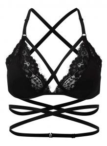 Black lace bra with straps, Sacred Circle KILLSTAR, gothic nugoth sexy
