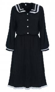 Black retro japanese schoolgirl inspired dress, blouse and skirt, manga cosplay
