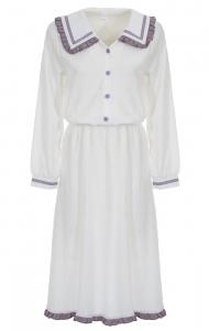 White retro japanese schoolgirl inspired dress, blouse and skirt, manga cosplay