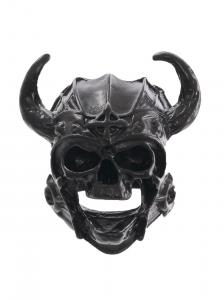 Warrior skull ring with horned helmet, gothic punk rock biker