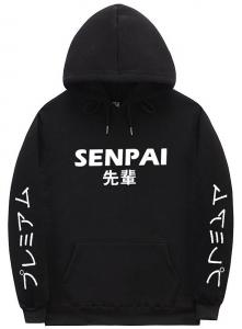 Black Senpai hoodie, cute kawaii japan manga