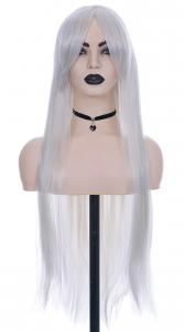 Light grey silver long straight wig 80cm, Cosplay