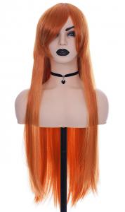 Orange long straight wig 80cm, Cosplay