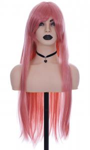 Pink long straight wig 80cm, Cosplay