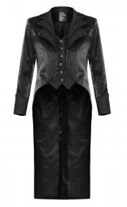Black elegant man jacket with large collar, tails, victorian aristocrat vampire, Punk Rave