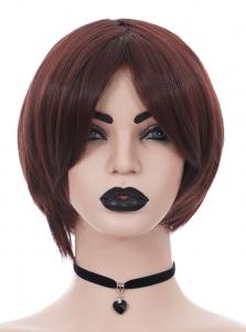 Short straight brown wig 32cm, cosplay