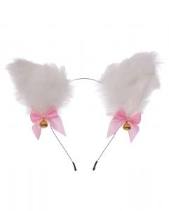 Cute white cat ears headband with cute pink bows, Kawaii cosplay